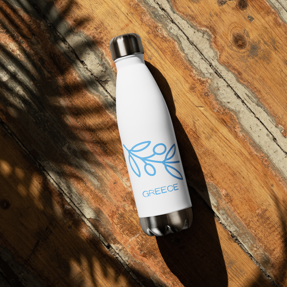 Greece Olive Branch Stainless Steel Water Bottle