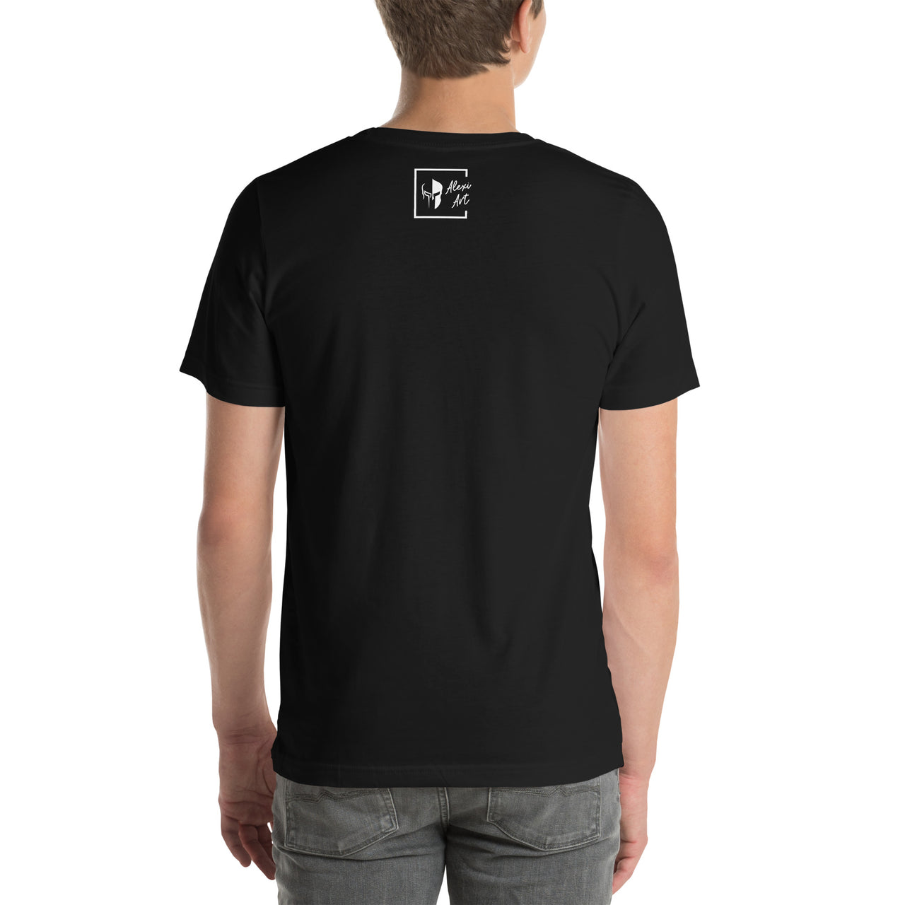 Powered by Loukoumades Greek Unisex T-Shirt_black_back