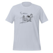 Santorini Greece Pencil Sketch Premium Unisex T-shirt light blue