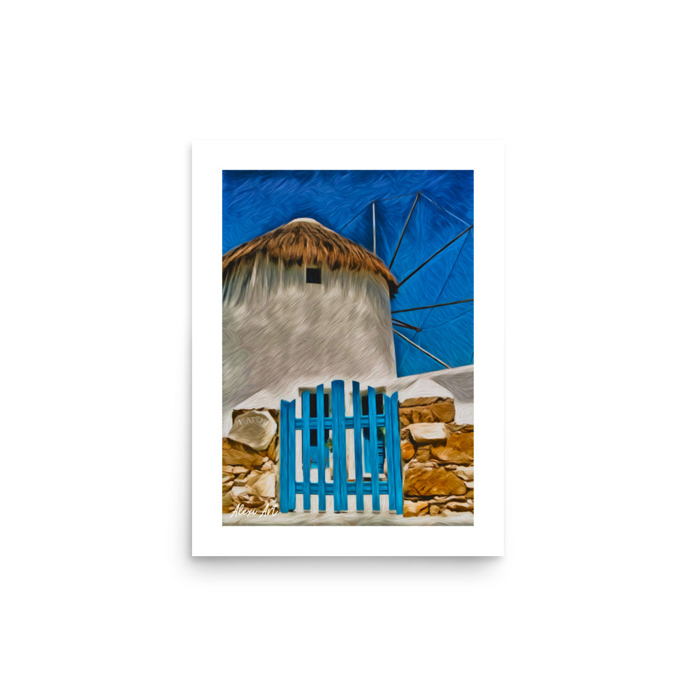 Mykonos Windmill Hotel - Pastel Art Poster