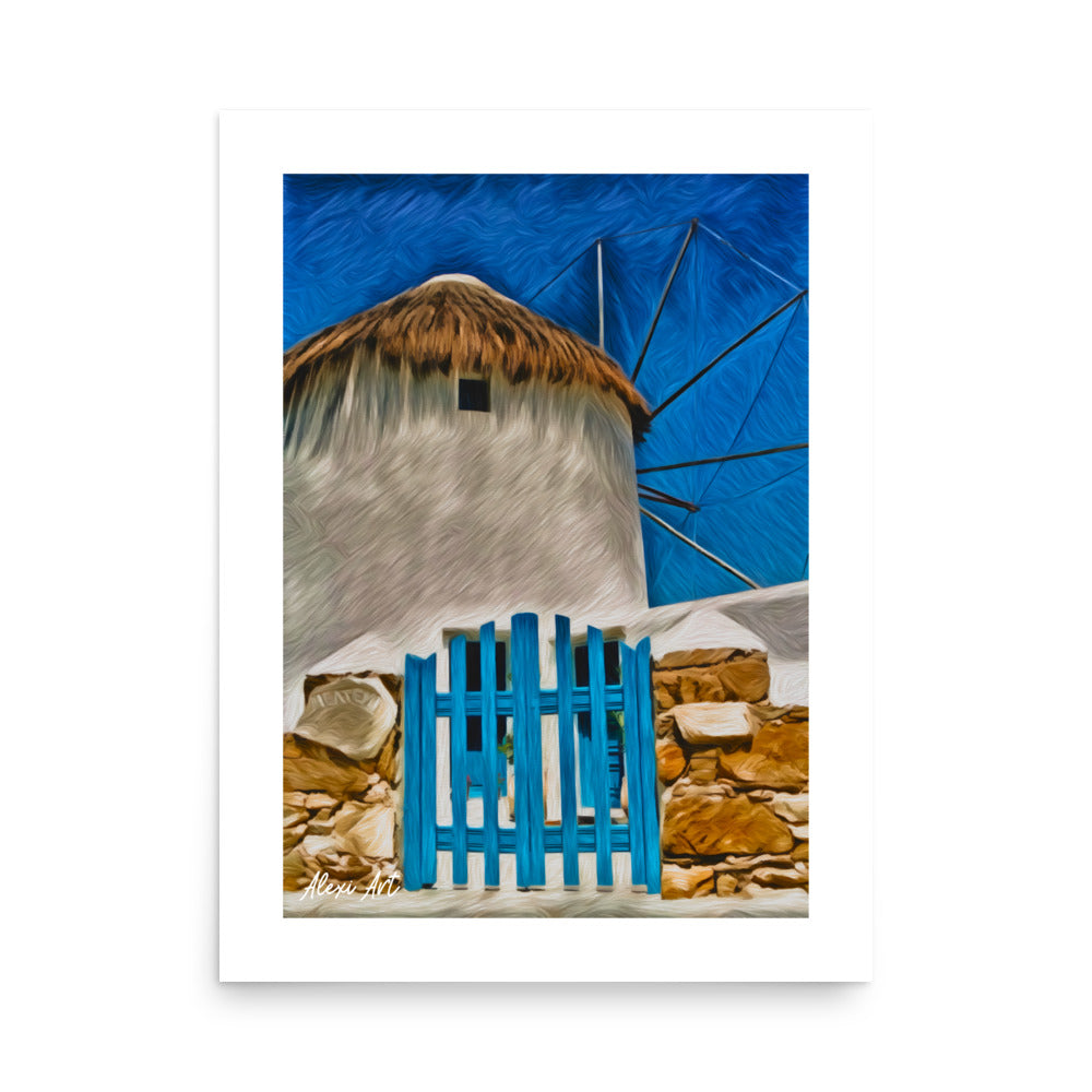 Mykonos Windmill Hotel - Pastel Art Poster