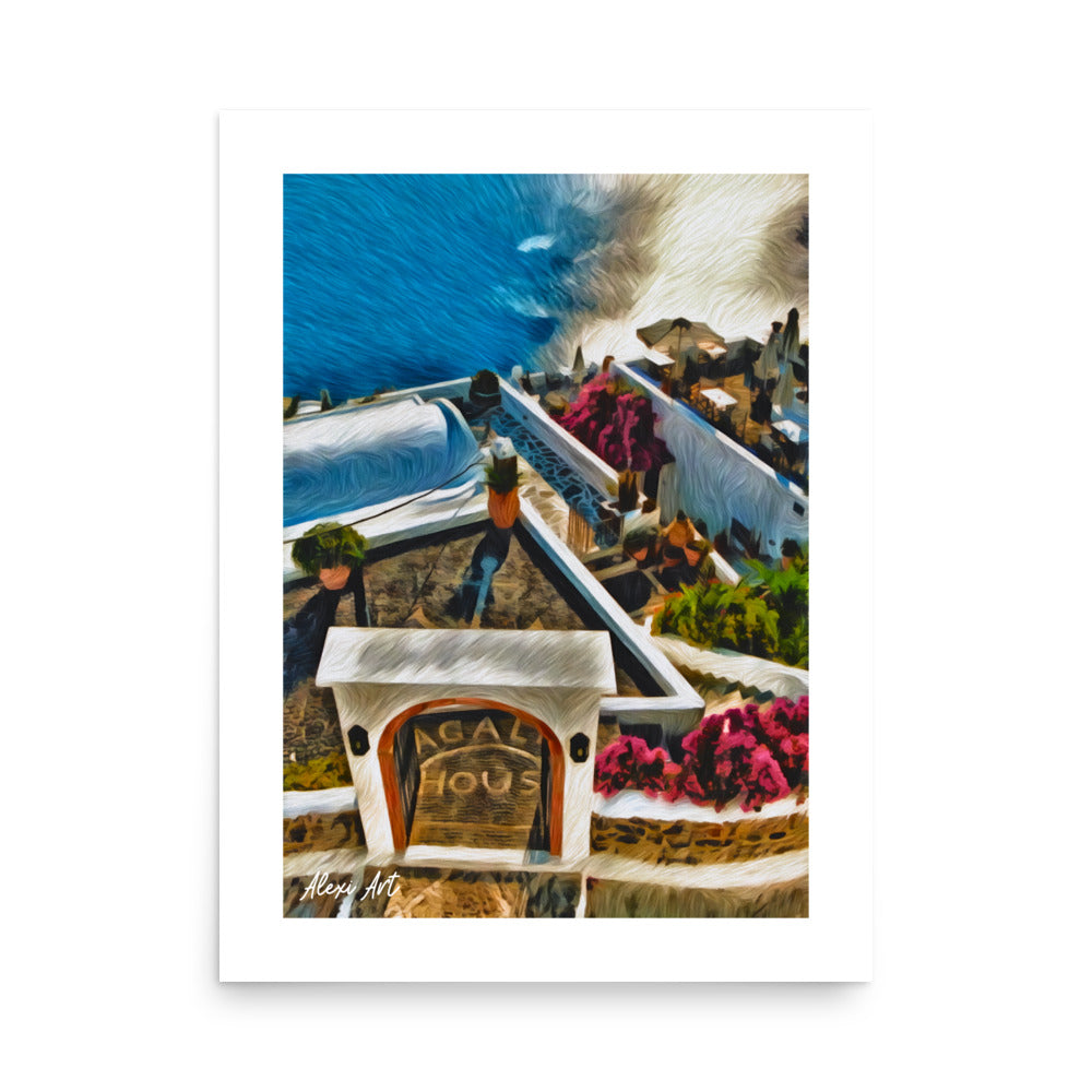 Santorini Agali Houses Hotel - Pastel Art Poster