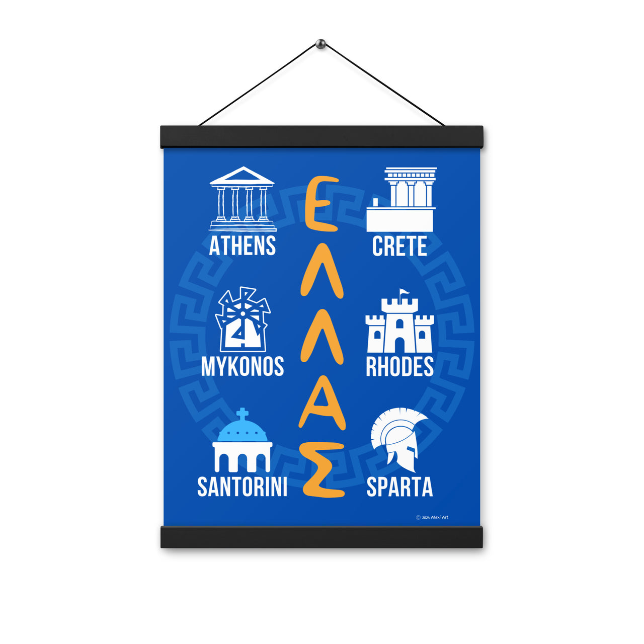 Iconic Places of Greece Poster with Hanger