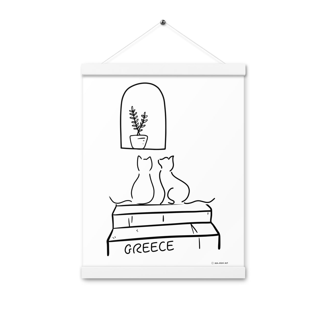 Greek Cats Poster with Hanger