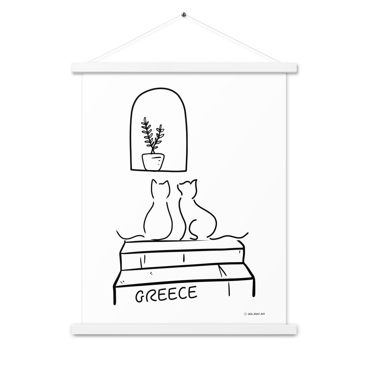 Greek Cats Poster with Hanger