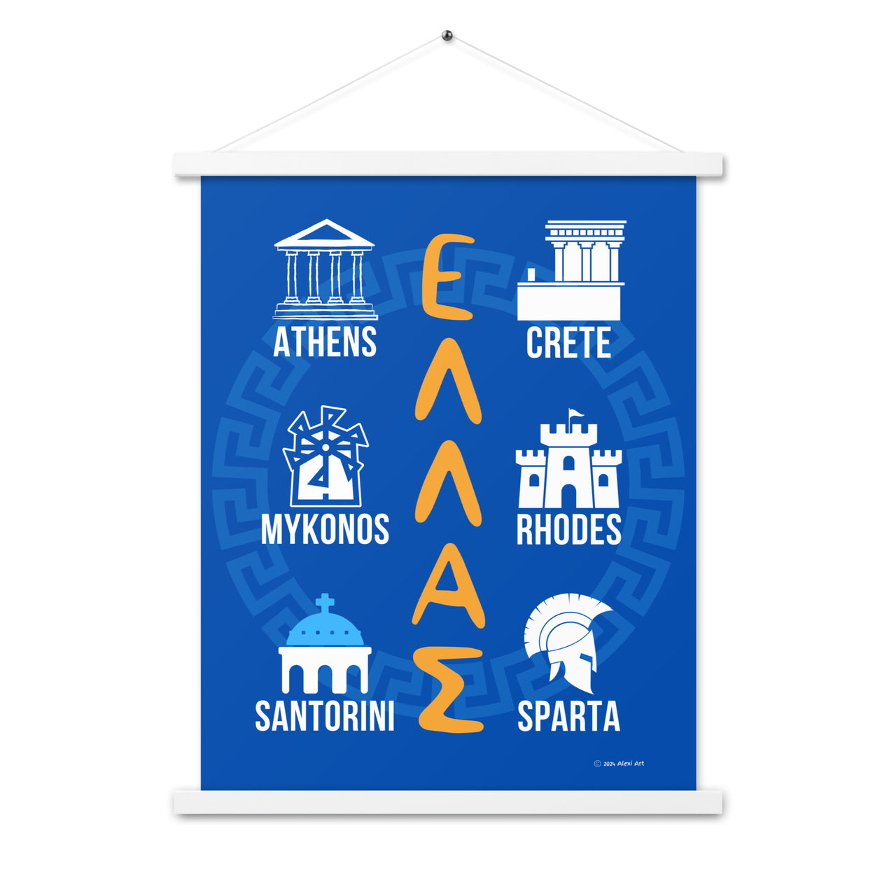 Iconic Places of Greece Poster with Hanger