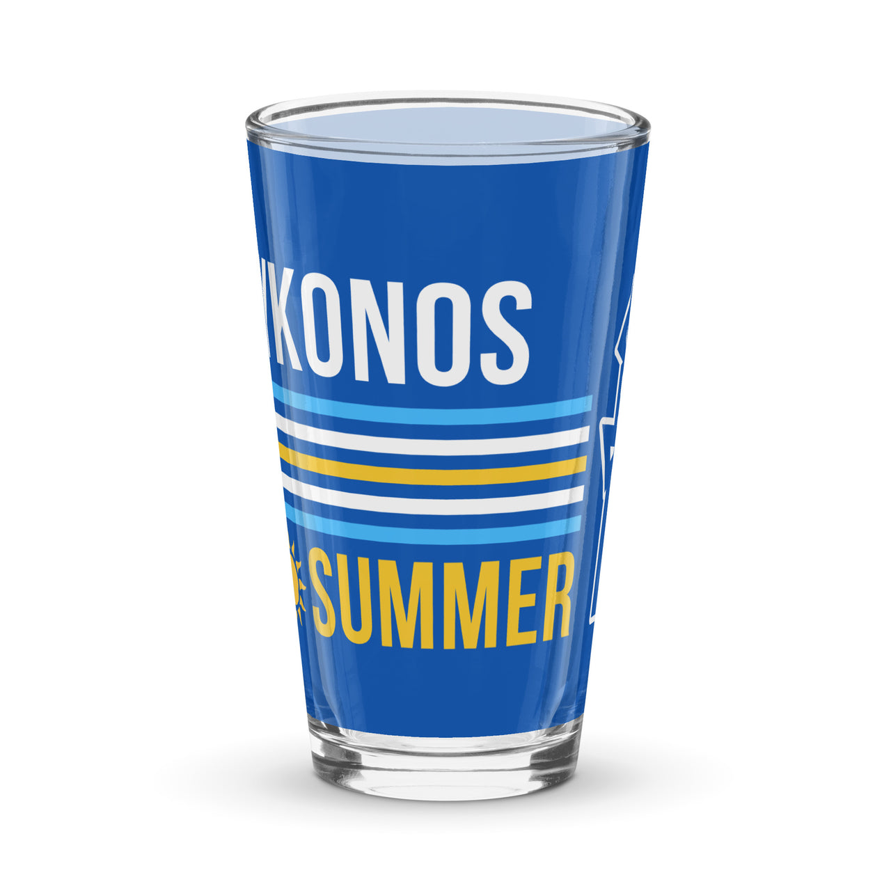 Retro Mykonos Summer 16oz Glass Cup