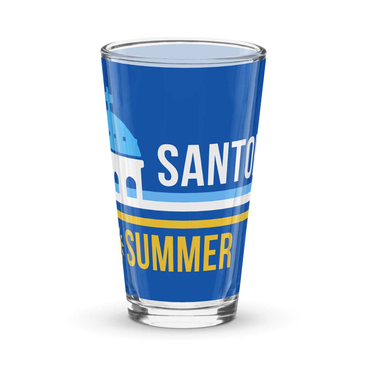 Retro Santorini Summer 16oz Glass Cup