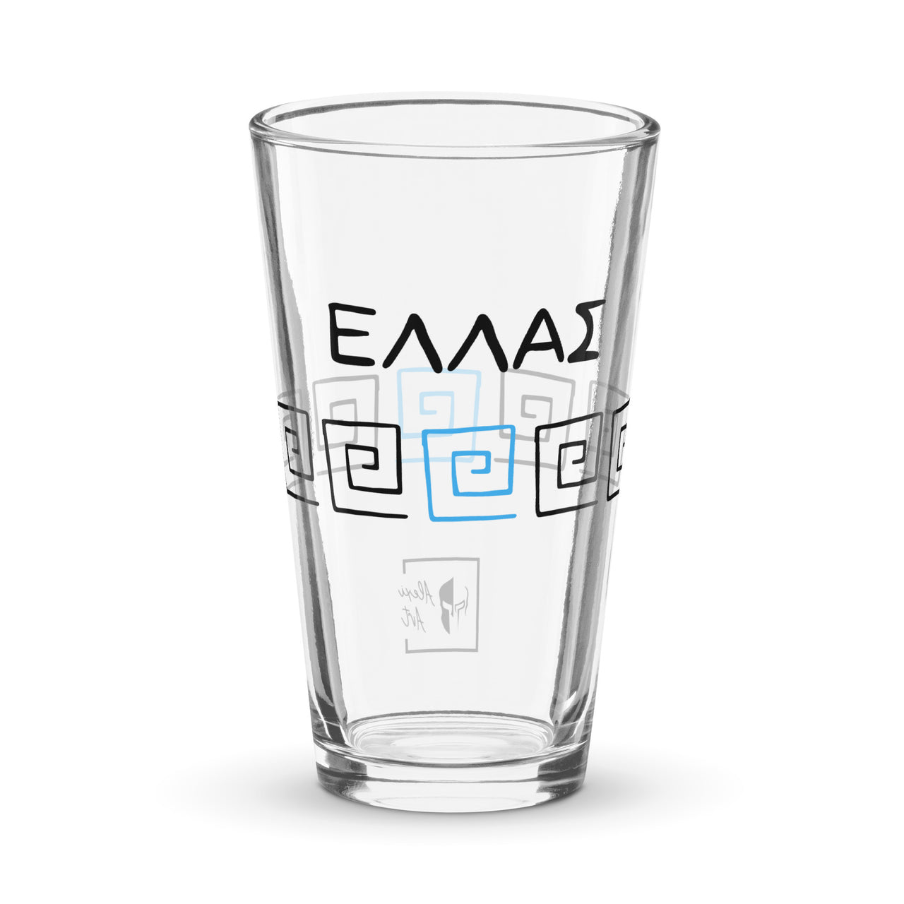 Greek Key 16oz Glass Cup