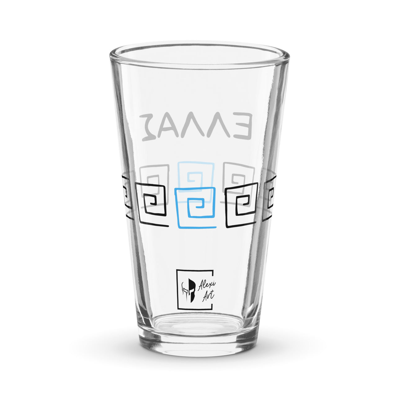 Greek Key 16oz Glass Cup