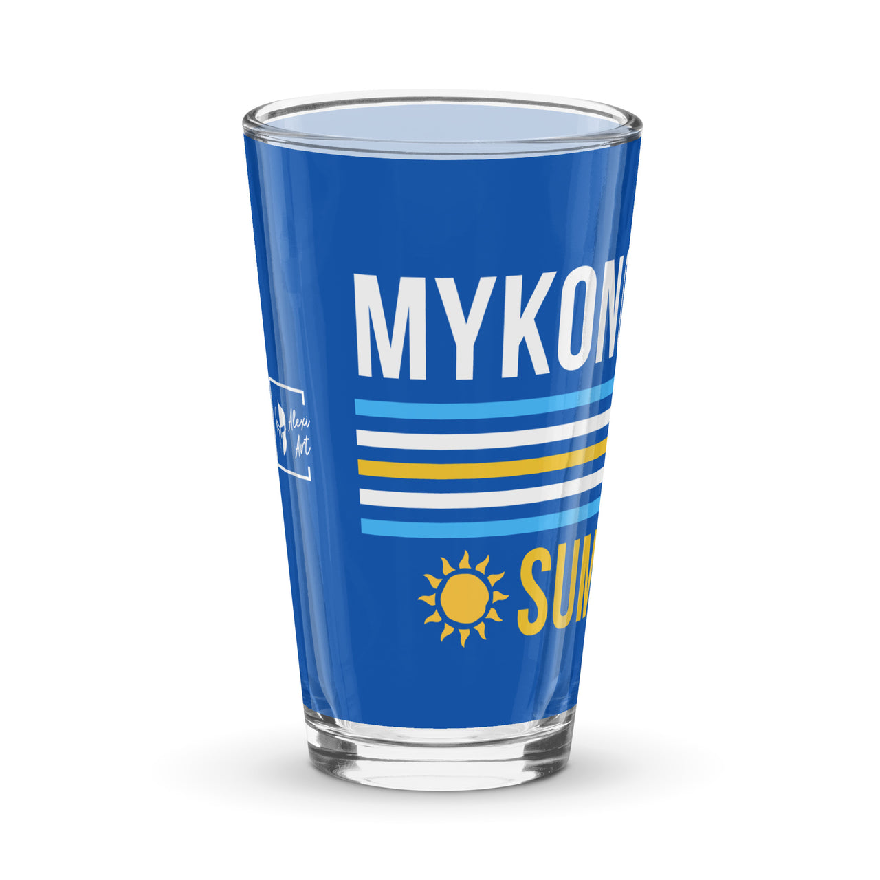 Retro Mykonos Summer 16oz Glass Cup