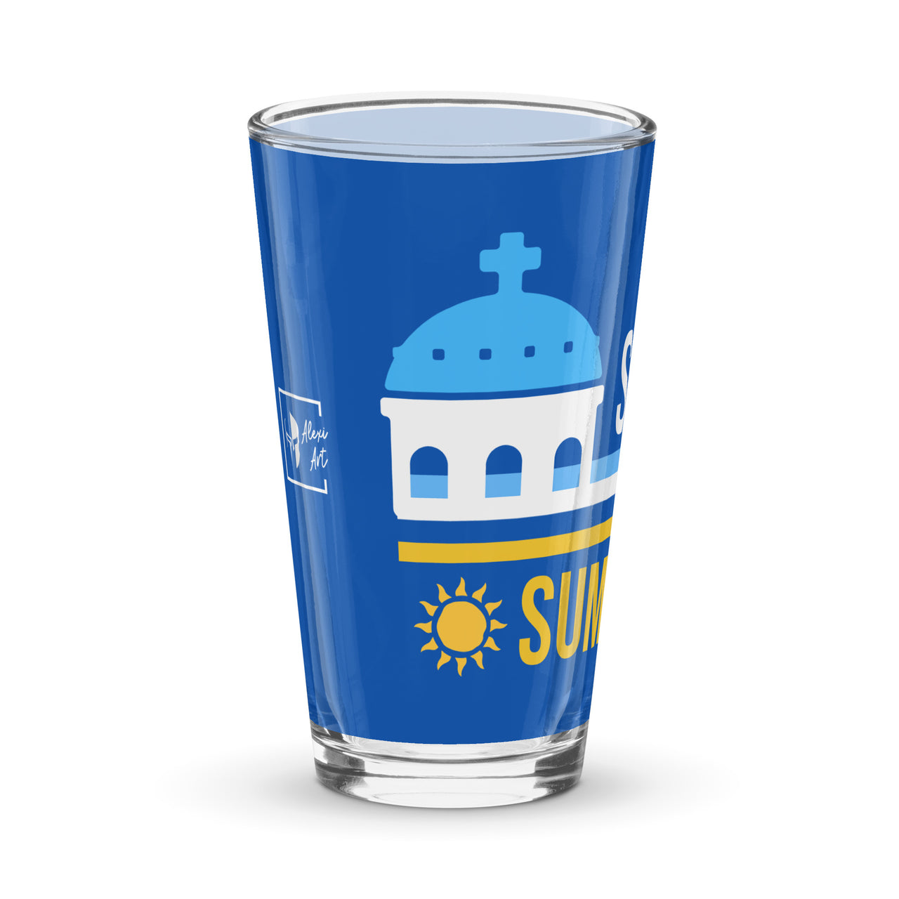 Retro Santorini Summer 16oz Glass Cup