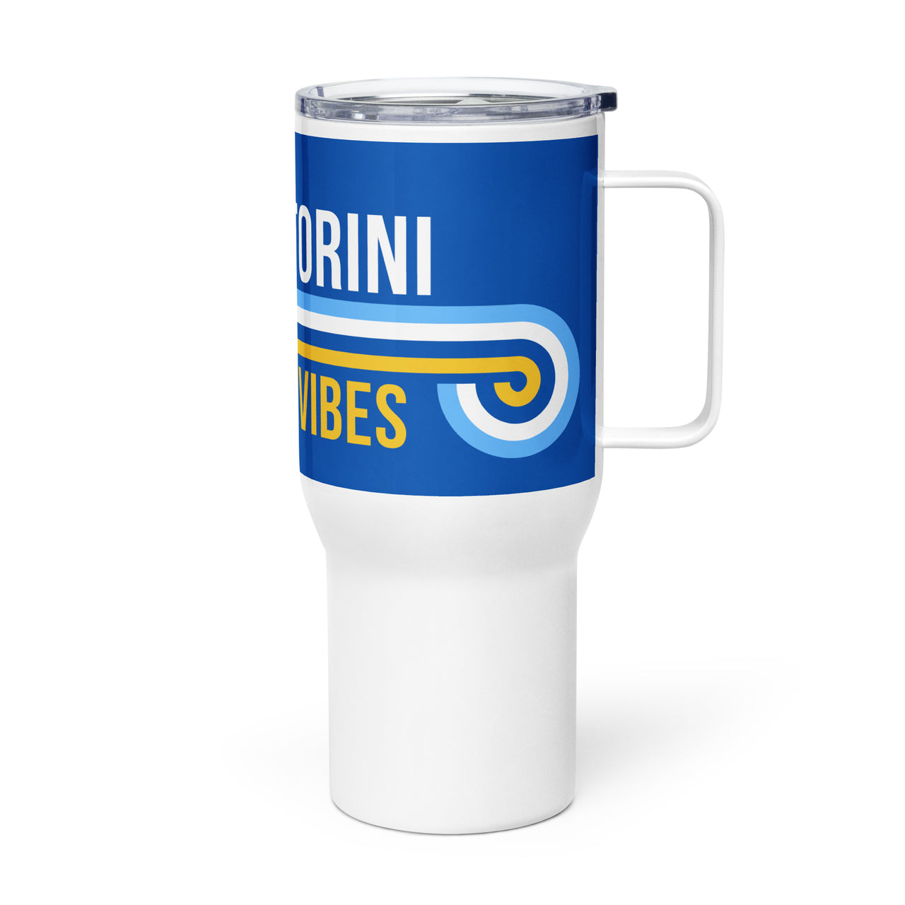 Santorini Summer Retro 80's (Full Wrap) Travel Mug