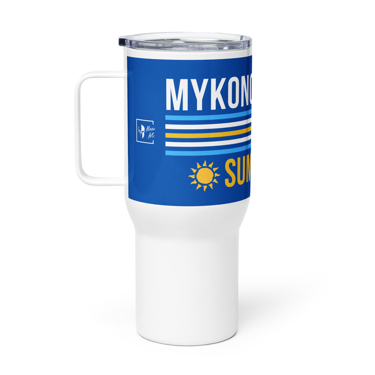 Mykonos Summer Retro 80's (Full Wrap) Travel Mug