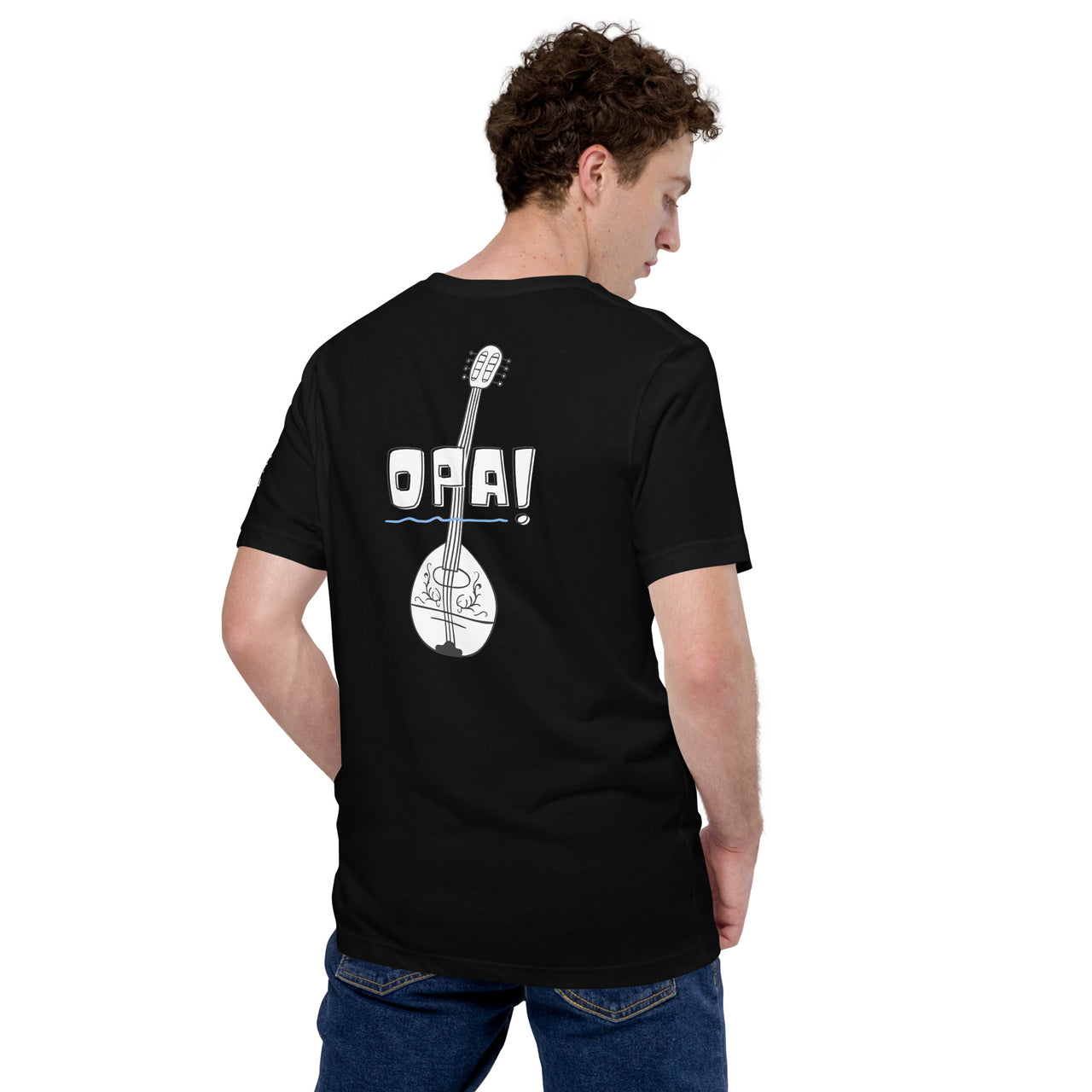 Opa! Bouzouki Unisex T-shirt (art on back)